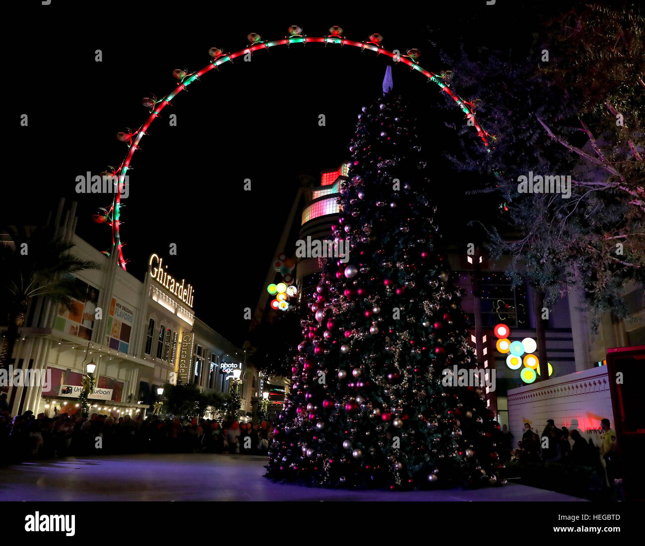 Donny and Marie Osmond host the annual tree lighting celebration at The LINQ Promenade  Featuring: Atmosphere Where: Las Vegas, Nevada, United States When: 19 Nov 2016 Stock Photo