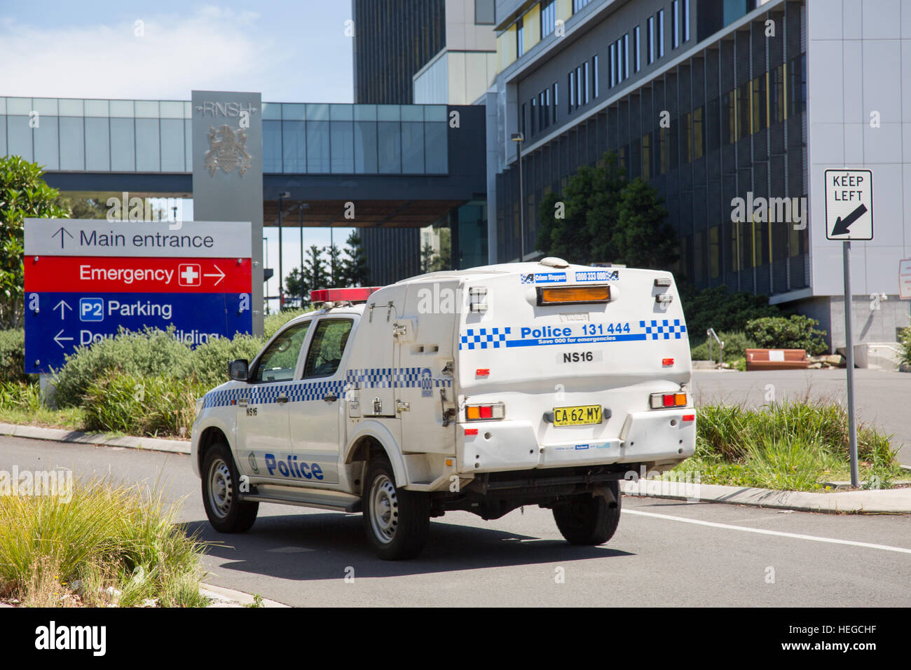 New south wales police vehicle at Royal North shore hospital, Sydney,Australia Stock Photo