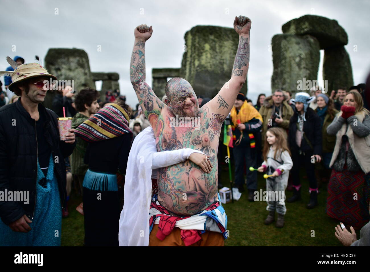 People gather at Stonehenge in Wiltshire on the winter solstice to ...