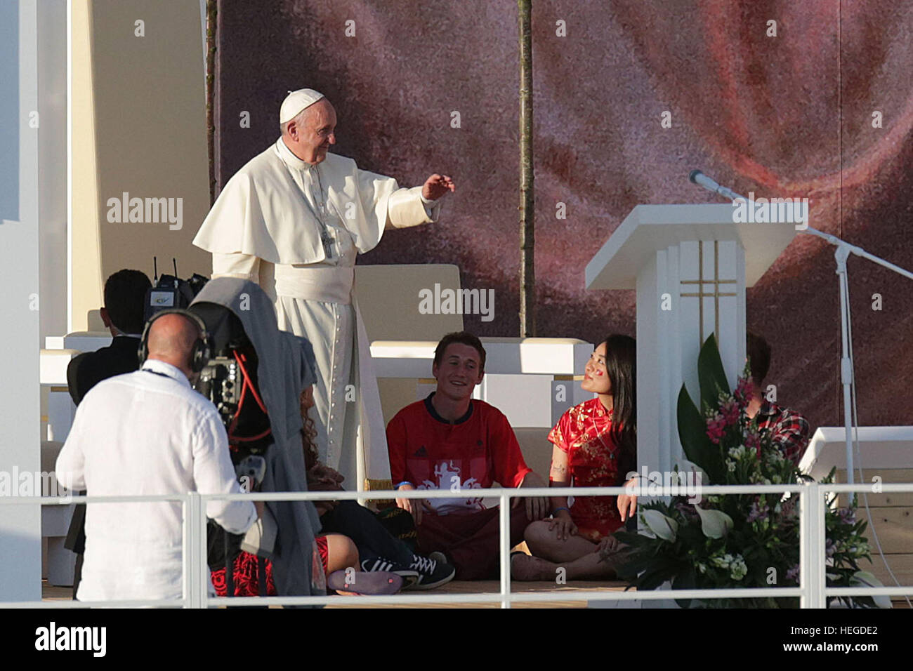 BRZEGI, POLAND - JULY 30, 2016: World Youth Day 2016 , Brzegi near Krakow o/p   pope Francis Stock Photo