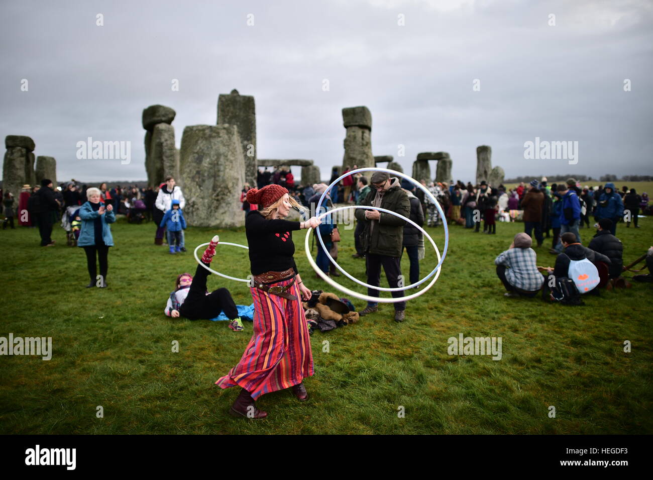 People gather at Stonehenge in Wiltshire on the winter solstice to ...