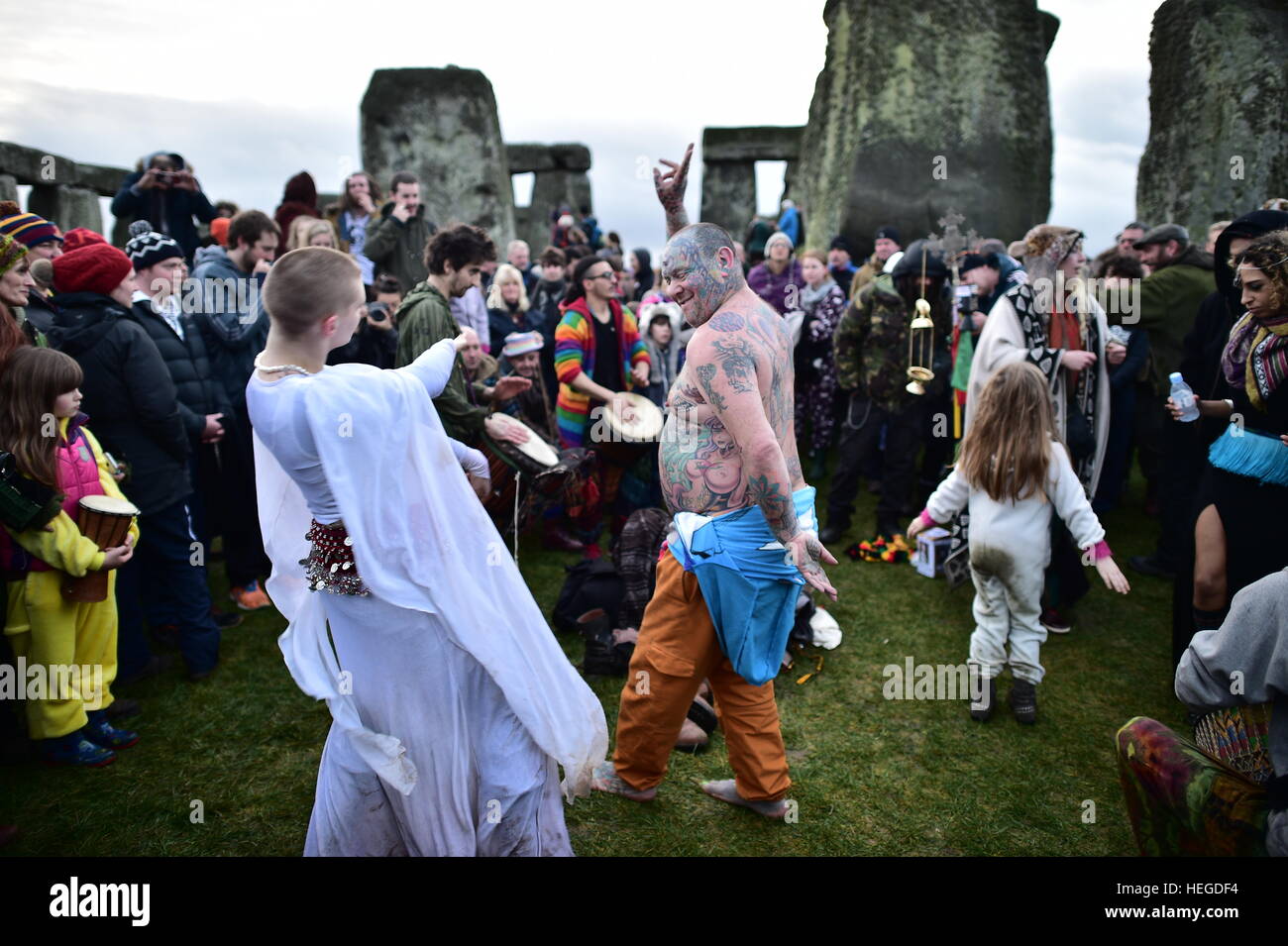 People gather at Stonehenge in Wiltshire on the winter solstice to ...