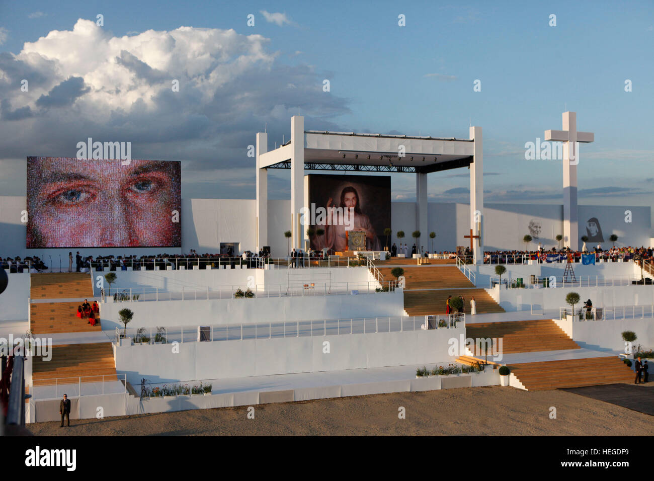 BRZEGI, POLAND - JULY 30, 2016: World Youth Day 2016 , Brzegi near Krakow o/p   altar Stock Photo