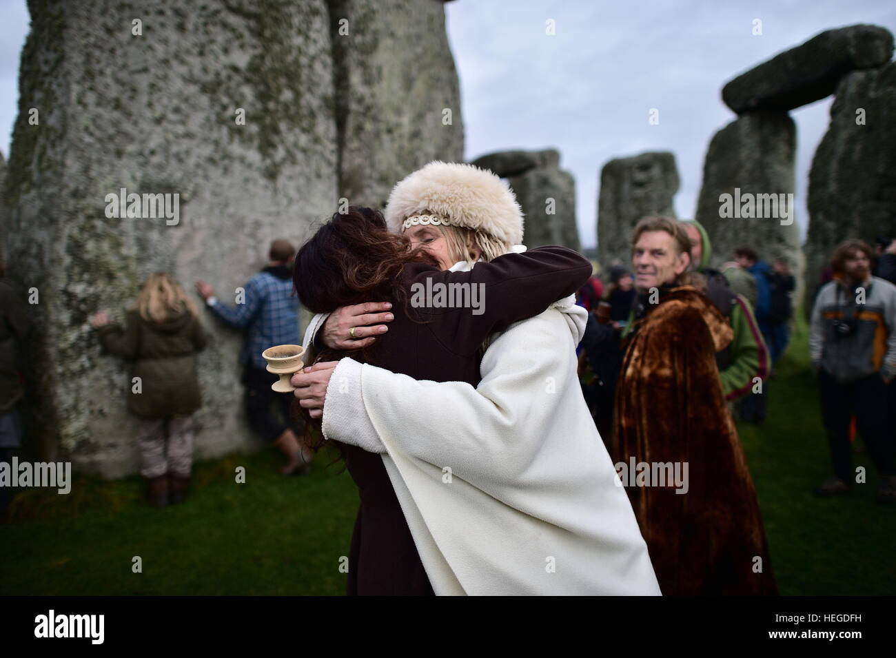 People gather at Stonehenge in Wiltshire on the winter solstice to ...