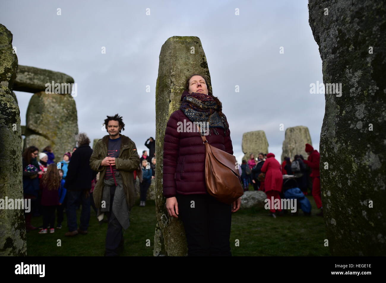 People gather at Stonehenge in Wiltshire on the winter solstice to ...
