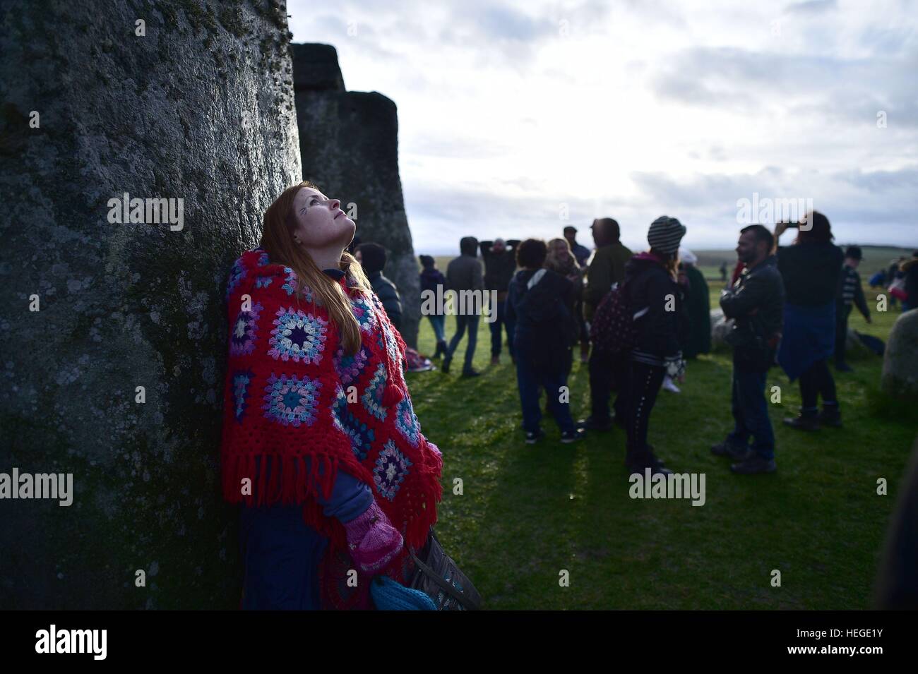 People gather at Stonehenge in Wiltshire on the winter solstice to ...