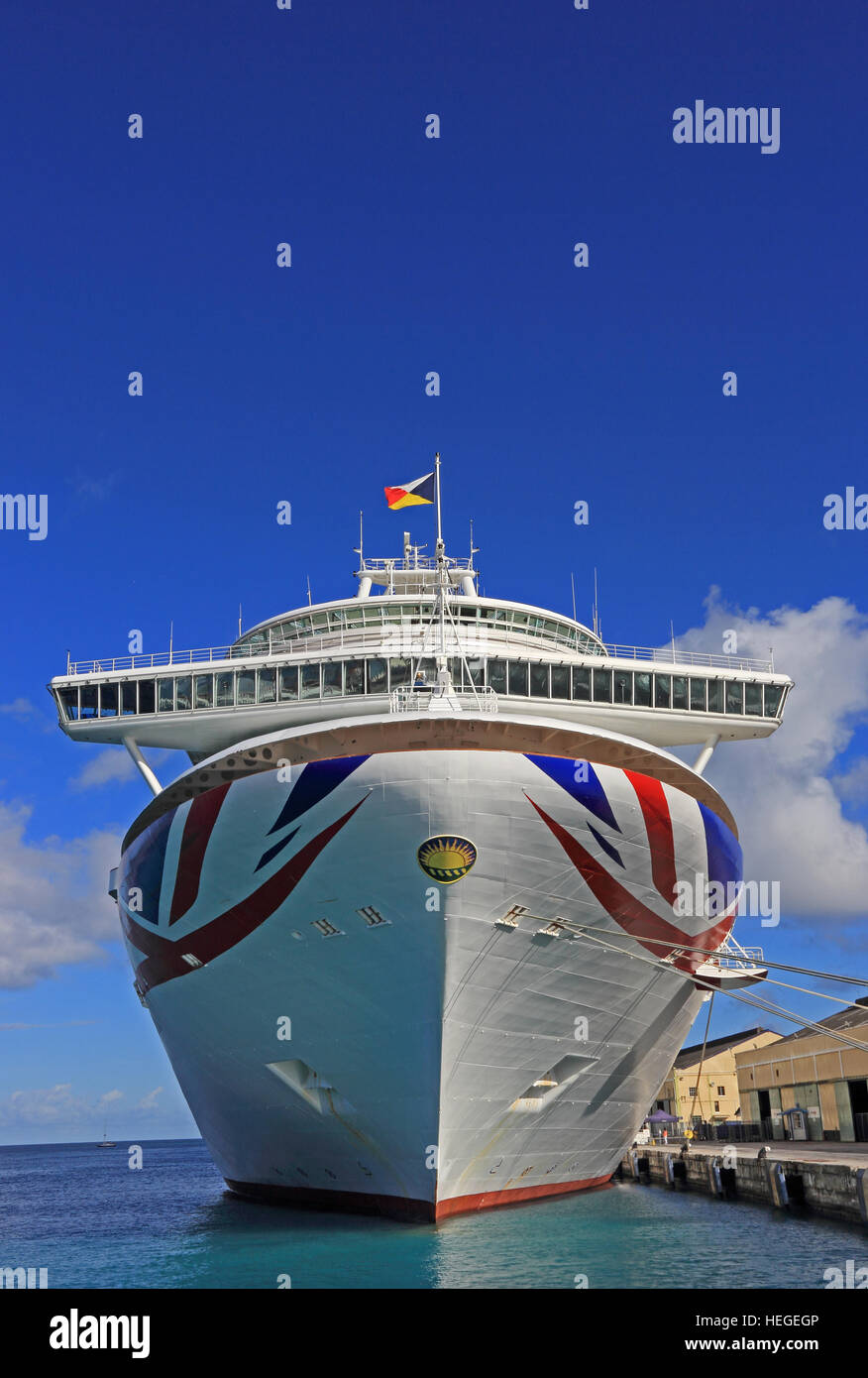 P O Cruise Ship Azura Moored In Harbour Bridgetown Barbados Stock Photo Alamy