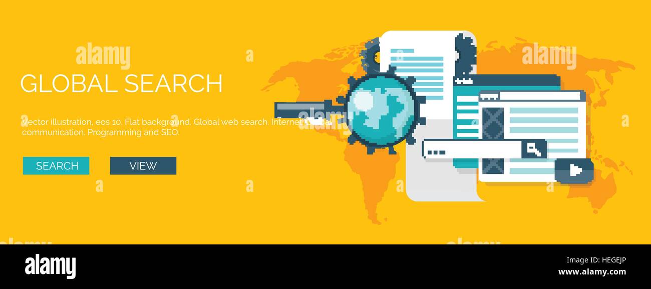 Vector illustration. Flat background. Coding, programming. SEO. Search ...