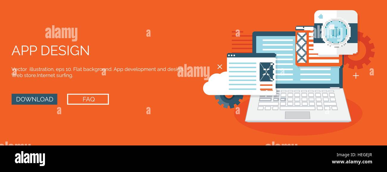 Vector illustration. Flat background. Coding, programming. SEO. Search ... image.