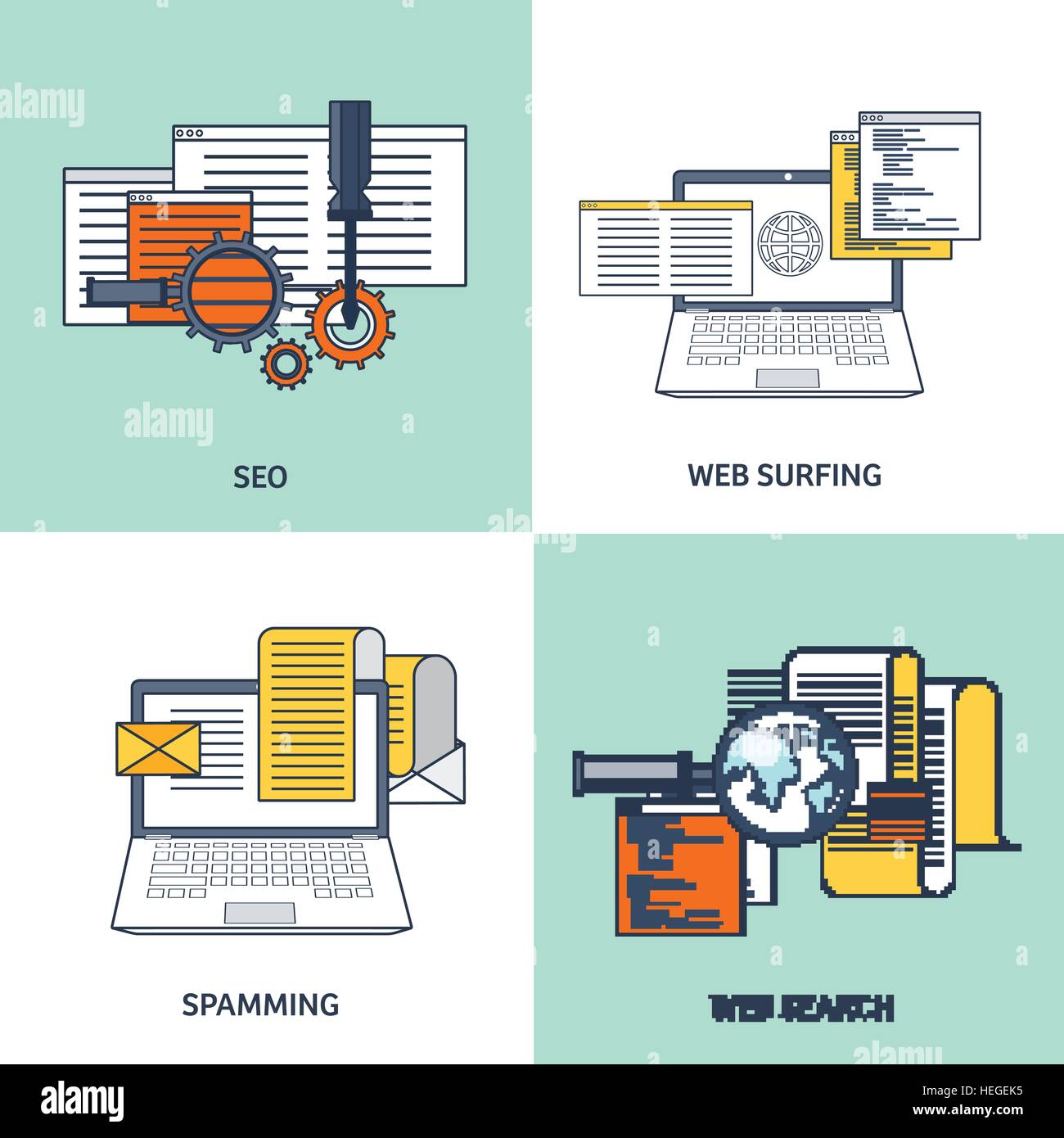 Vector illustration. Flat background. Coding, programming. SEO. Search ...