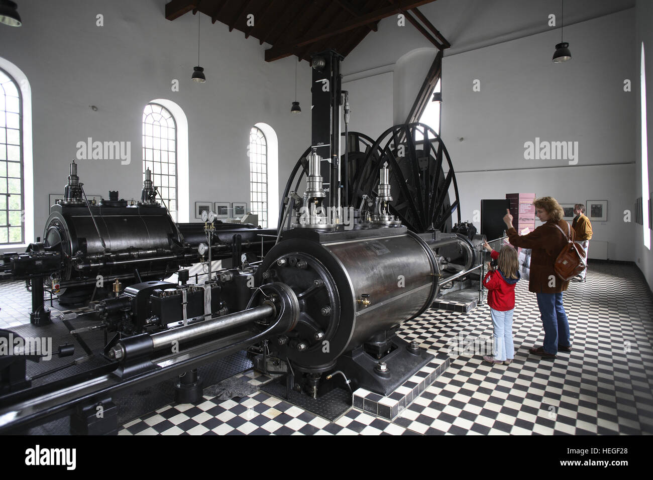 Germany, Witten, Westphalian industry museum Zeche Nachtigall, engine hall, one of the oldest steam engines of the Ruhr Area Stock Photo