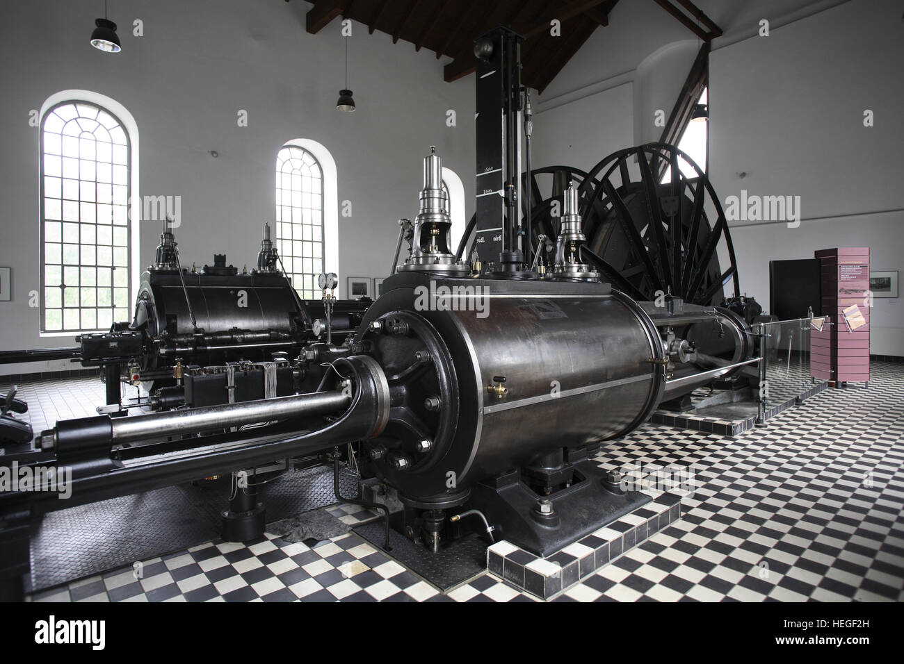 Germany, Witten, Westphalian industry museum Zeche Nachtigall, engine hall, one of the oldest steam engines of the Ruhr Area Stock Photo