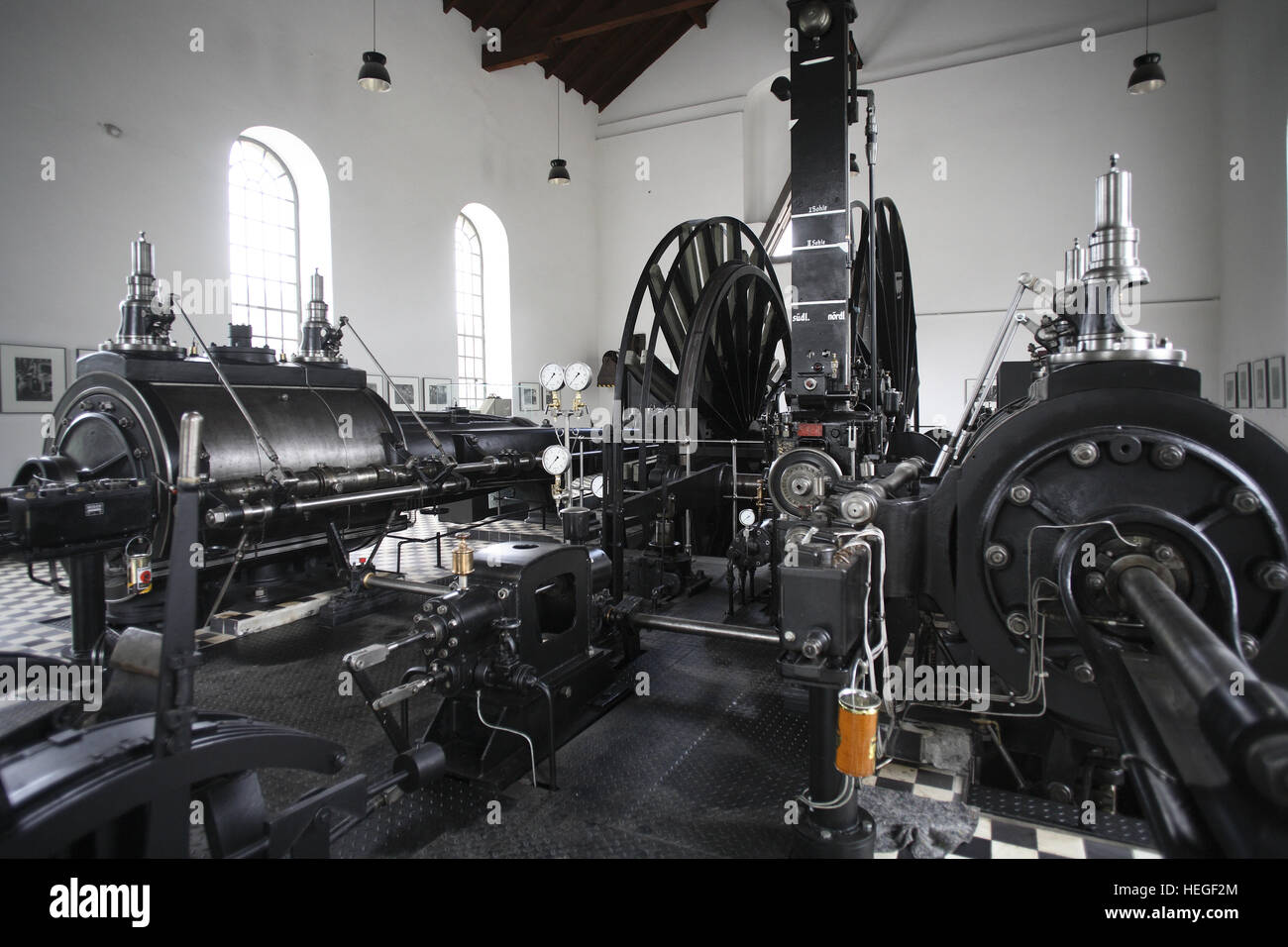 Germany, Witten, Westphalian industry museum Zeche Nachtigall, engine hall, one of the oldest steam engines of the Ruhr Area Stock Photo
