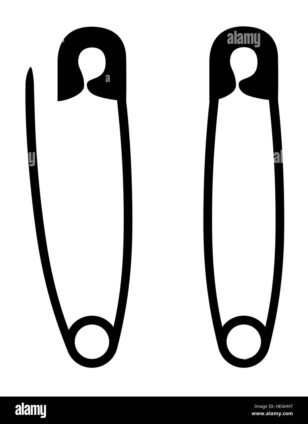 safety pin stock black silhouette outline vector illustration isolated ...
