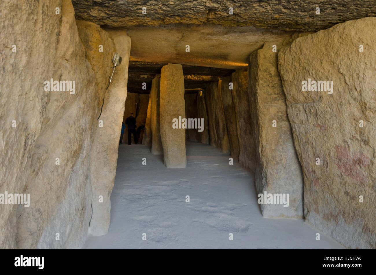 Interior of La Menga Dolmen, dolmens, prehistoric burial chambers, megalithic tombs, Antequera, Andalusia, Spain Stock Photo