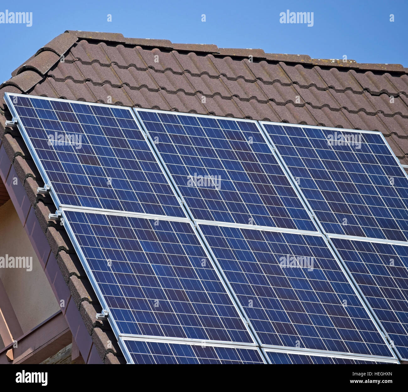 Solar panels on the roof Stock Photo