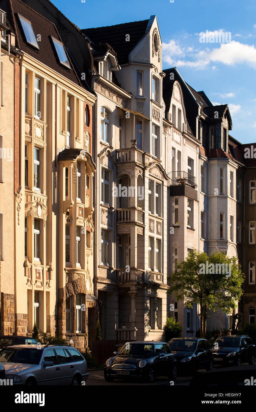 Germany, old apartment houses at the street Kreuzstrasse in the district Kreuzviertel. Stock Photo