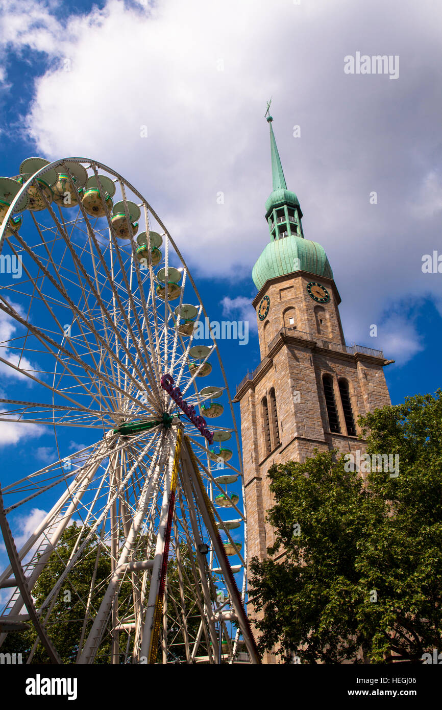 Europe, Germany, Ruhr Area, Dortmund, the St. Reinoldi, Ferris wheel. Stock Photo
