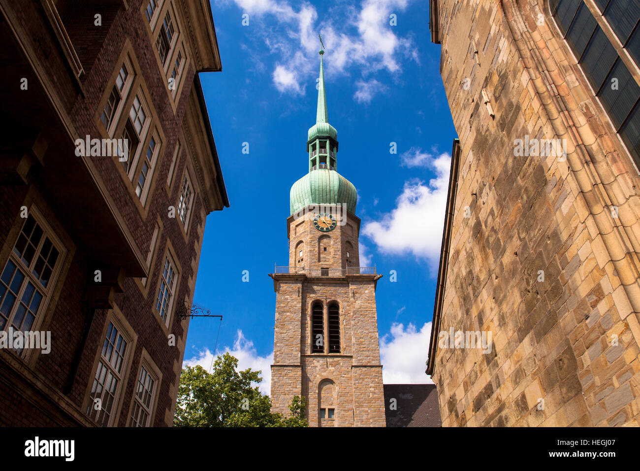 Germany, Ruhr Area, Dortmund, the St. Reinoldi church and the St. Marien church (right). Stock Photo