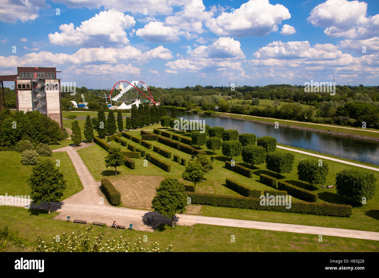 Germany, Gelsenkirchen, Nordstern park, former coal mine Nordstern, today a public park and settlement for companies and offices Stock Photo