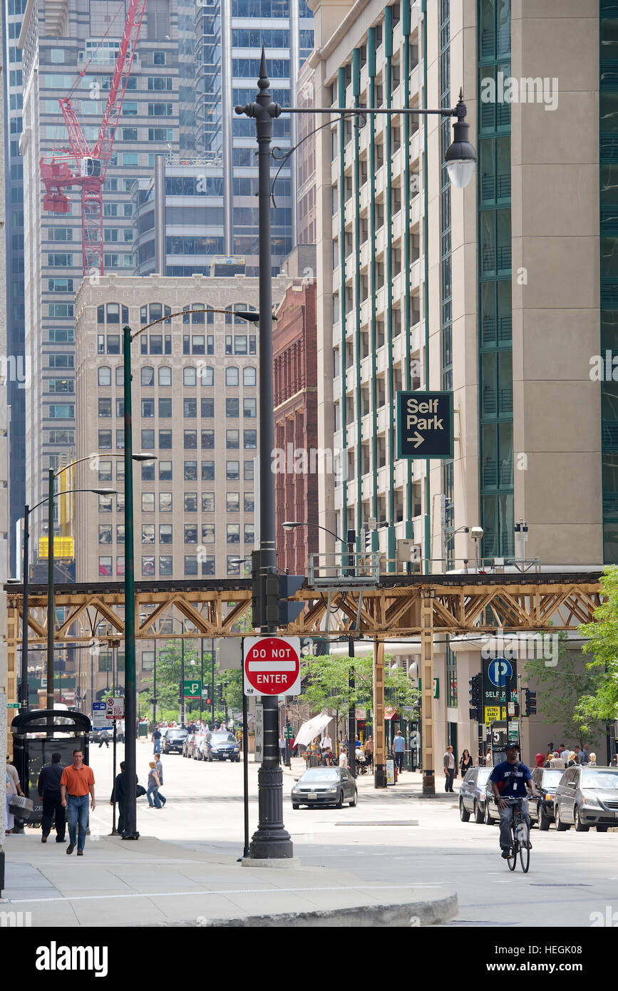 North Franklin Street, Chicago, Cook County, Illinois, USA. Stock Photo