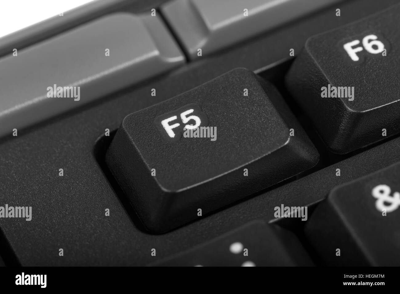 Electronic collection - detail black computer keyboard with key f5 Stock Photo