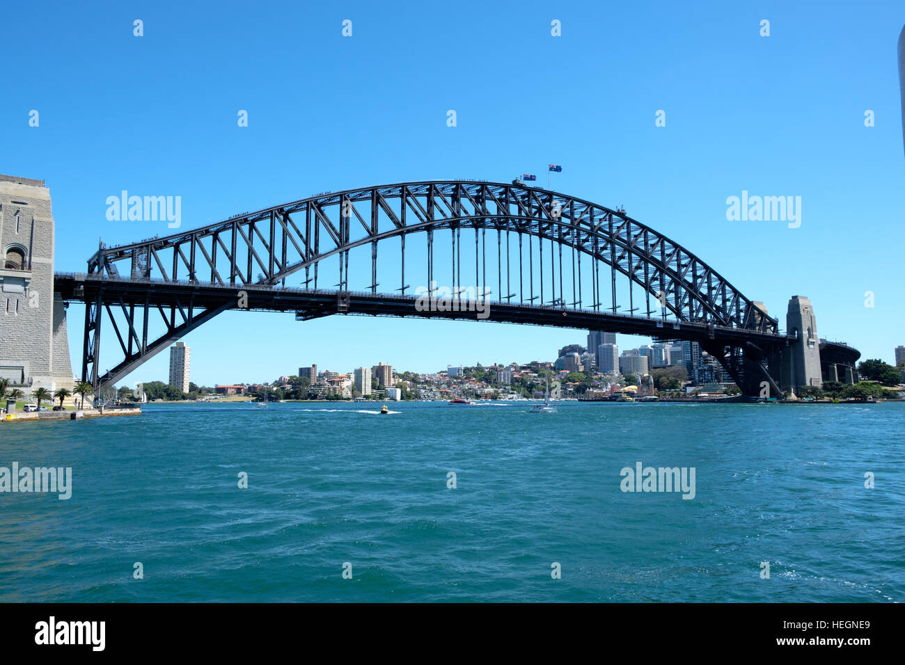 Sydney harbour bridge against a blue sky Stock Photo