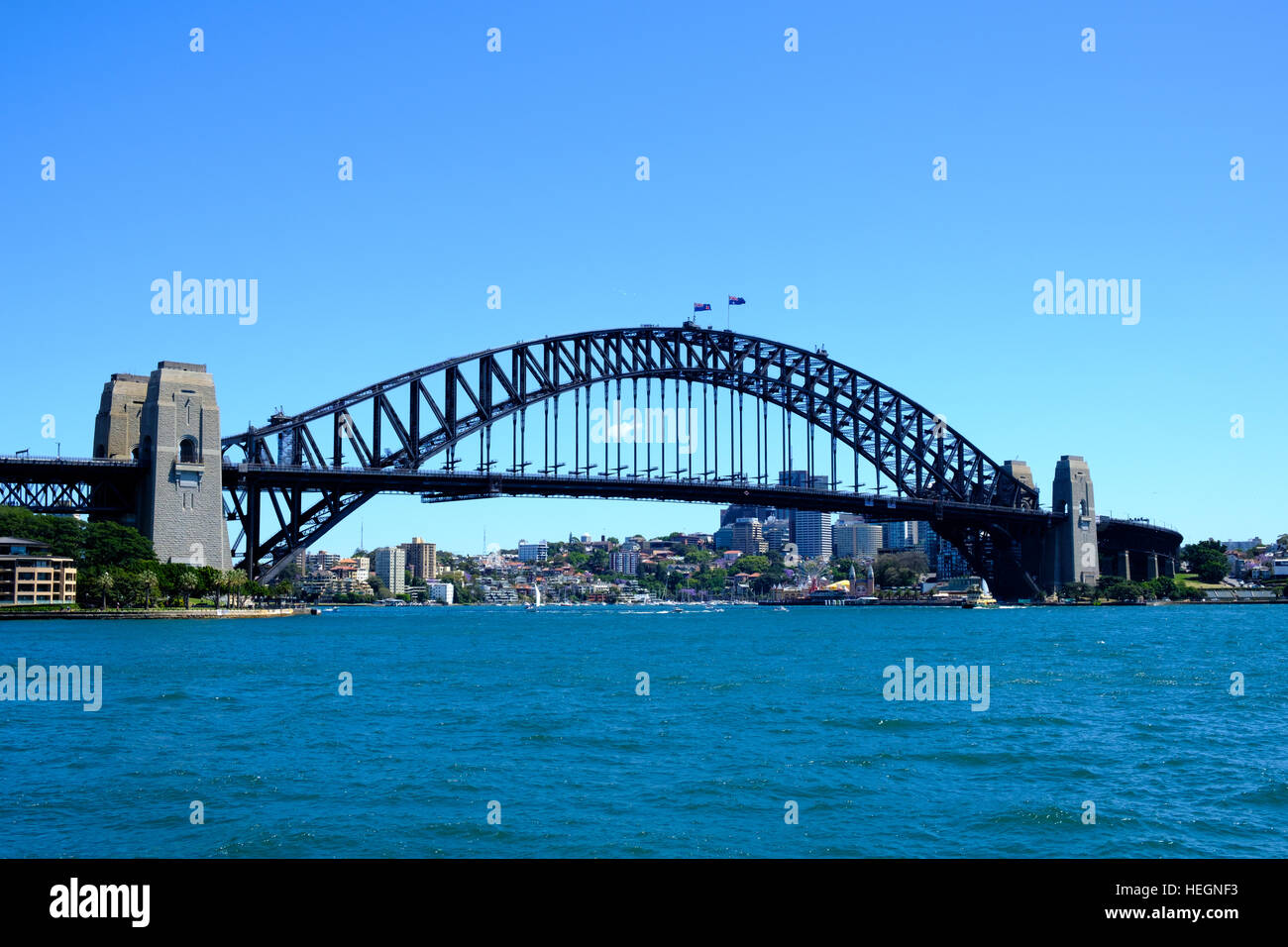 Sydney harbour bridge against a blue sky Stock Photo