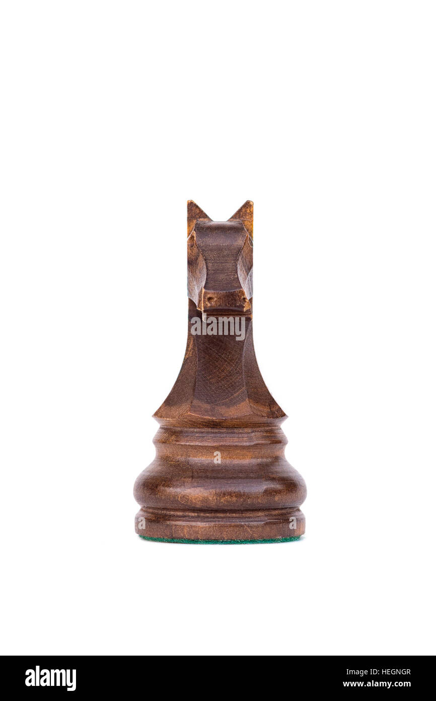 boxwood black knight  chess piece isolated Stock Photo