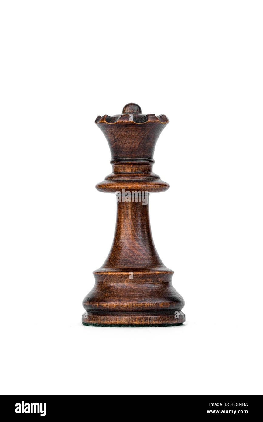 boxwood black queen chess piece isolated Stock Photo