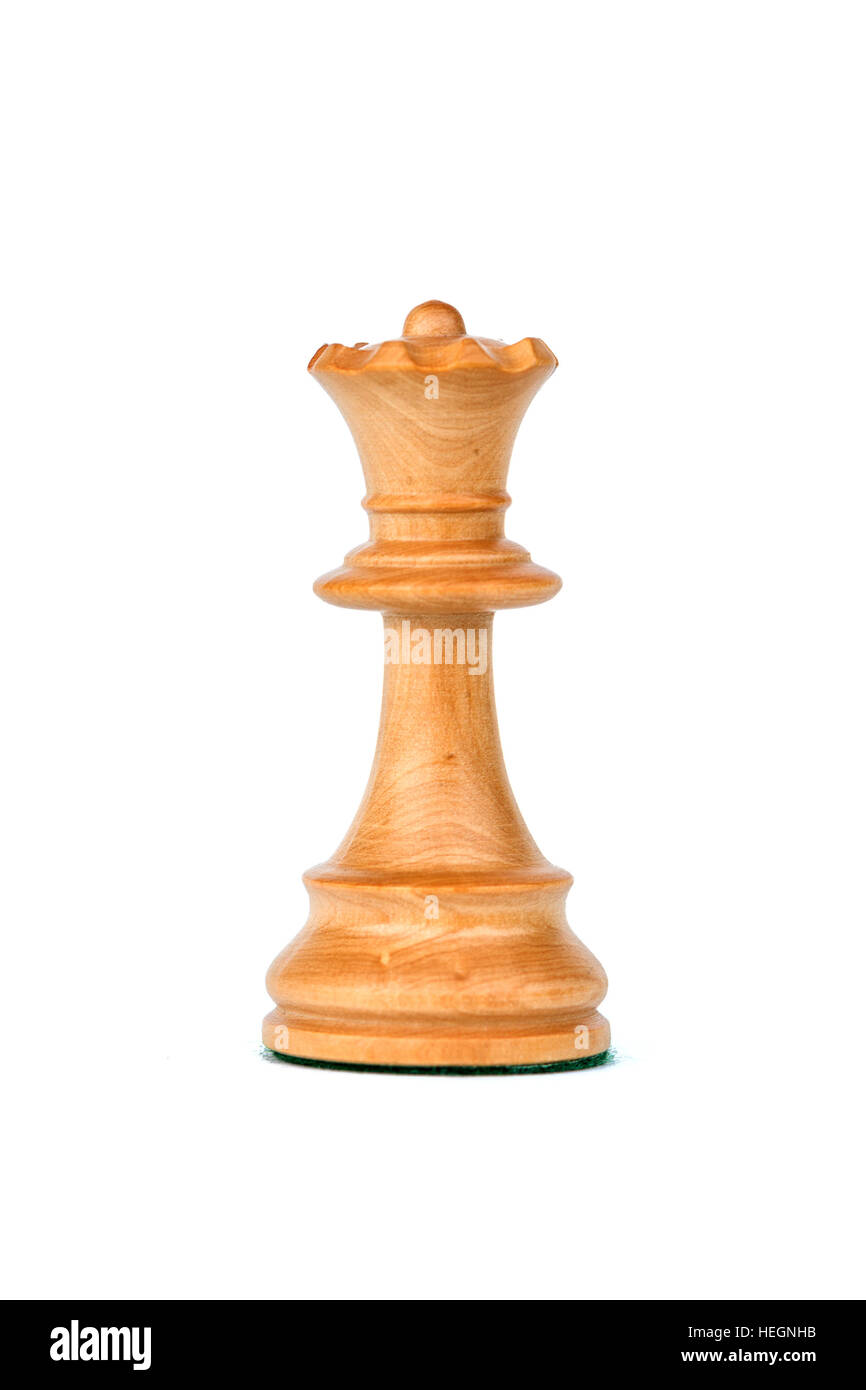 boxwood white queen profile chess piece isolated Stock Photo