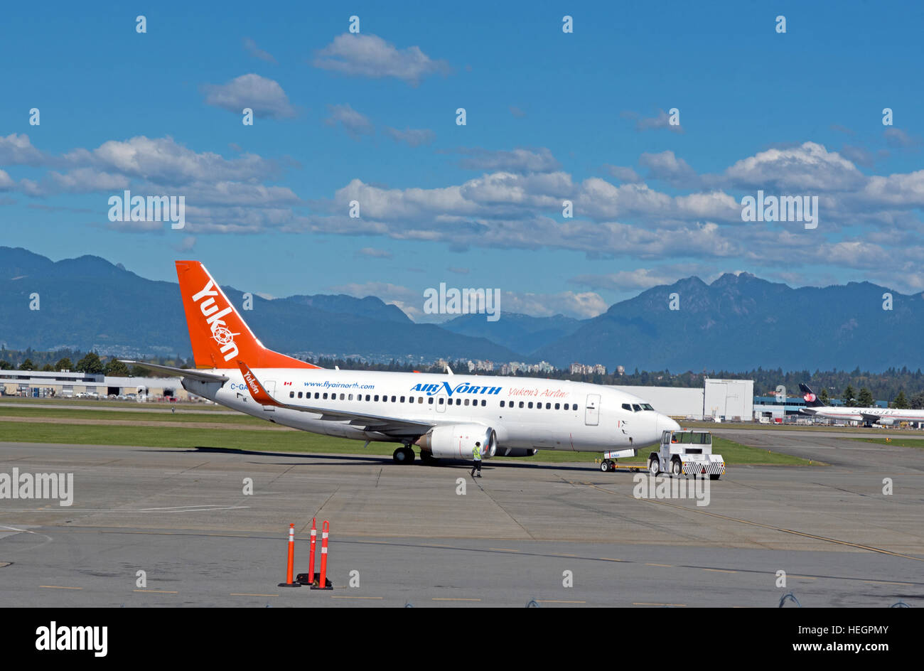 North Yukon territories flight at South Vancouver airport, BC.Canada.  SCO 11.285. Stock Photo