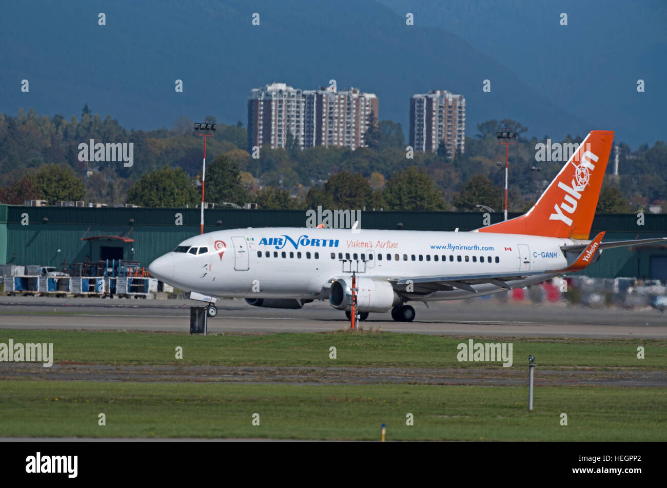 Air North Yukon territories flight at South Vancouver airport, BC.Canada.  SCO 11.286. Stock Photo
