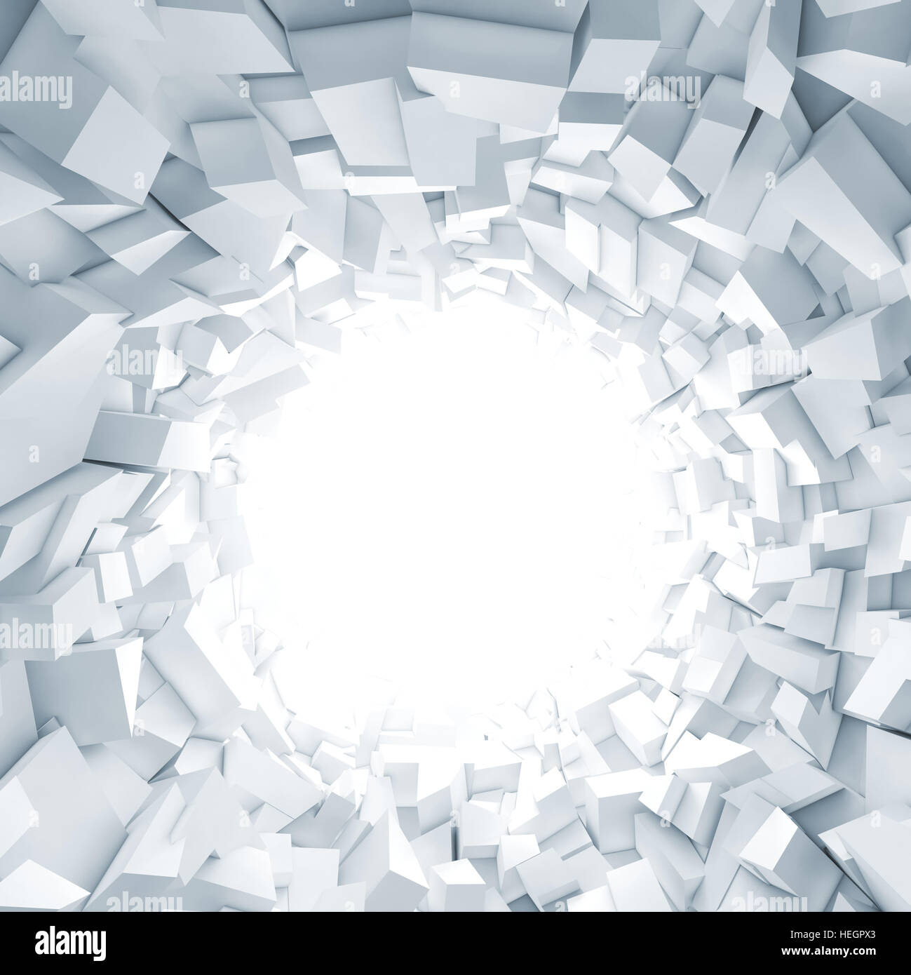 Abstract Square Digital Background White Tunnel Interior With