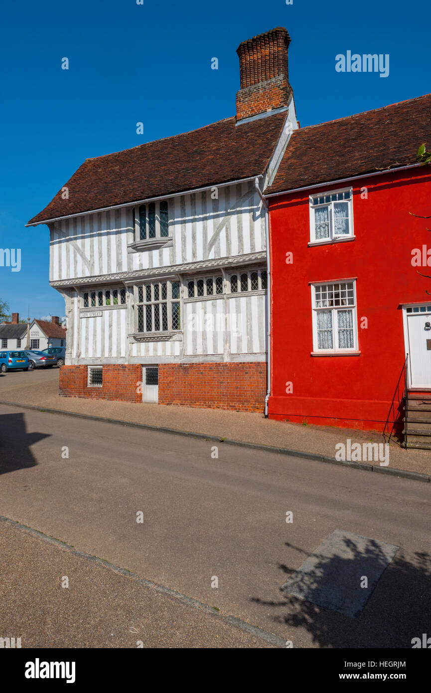 Half Timbered houses in Lavenham Suffolk Stock Photo