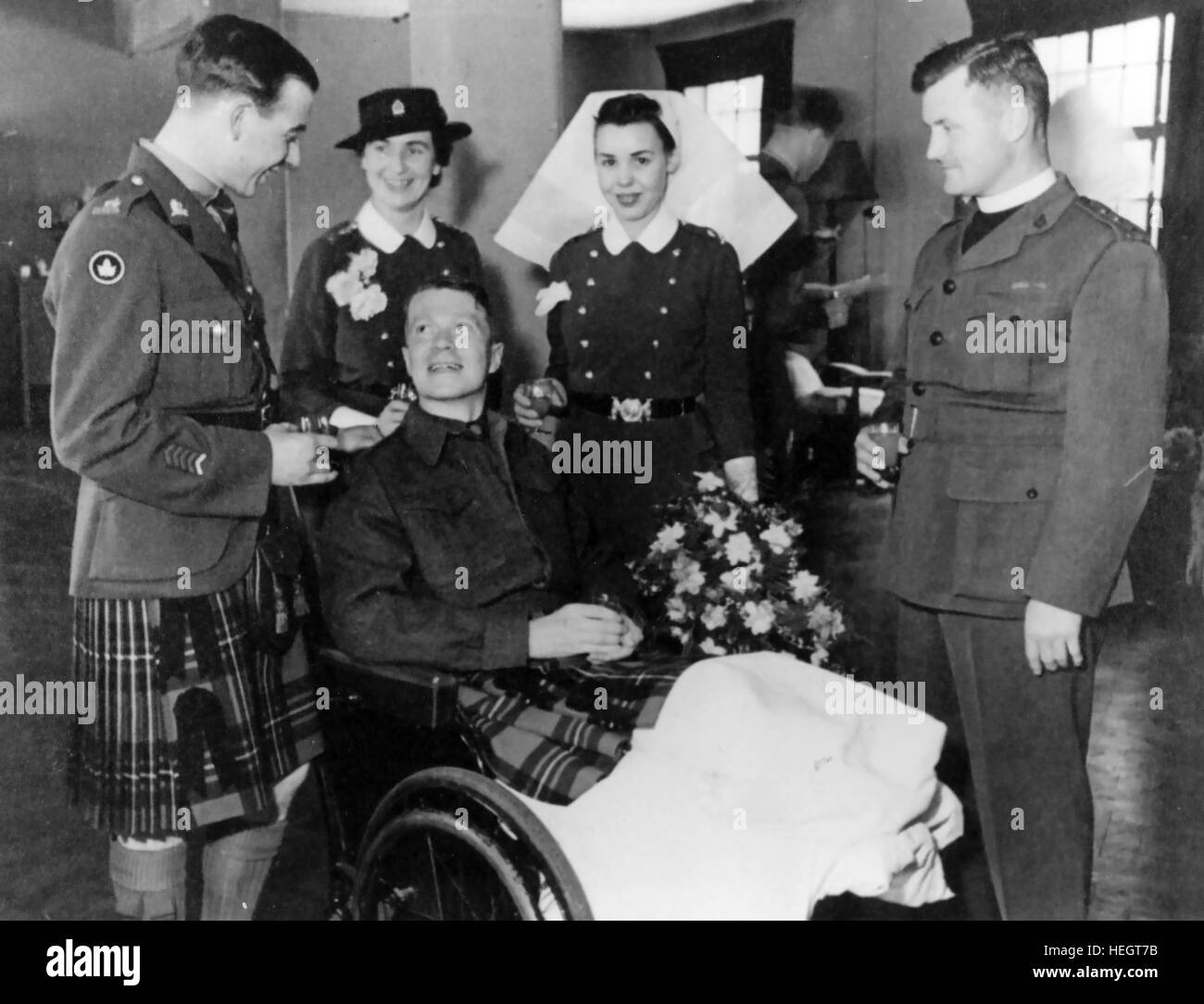 FREDERICK ALBERT TILSTON VC (1906-1992) Canadian soldier in the Essex Scottish Regiment awarded the VC for heroic action near Uedem, Germany, on 1 March 1945. He lost both legs. Stock Photo
