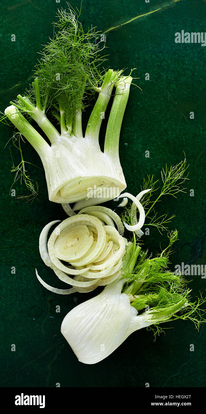 sliced fennel bulb raw Stock Photo