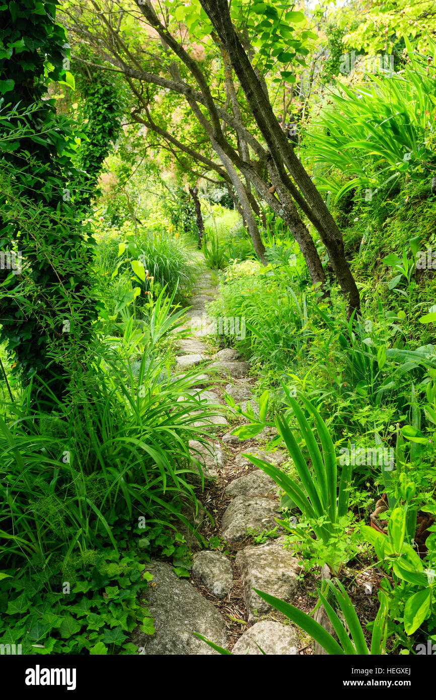 Path in a garden, France, the "Garden of Sambucs" Stock Photo