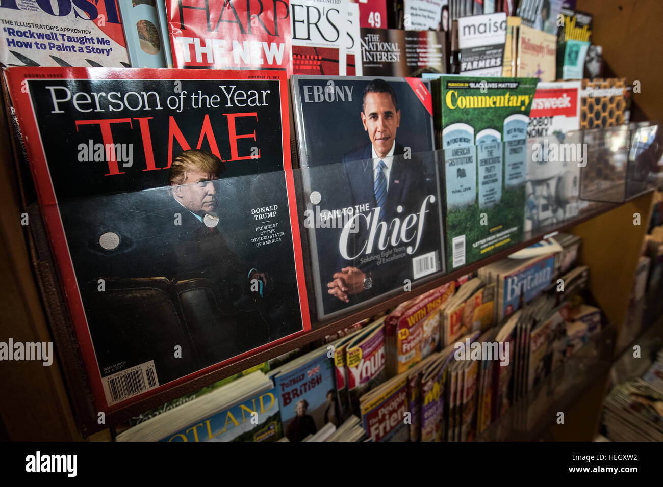Time magazine with President Elect Donald Trump as the 'Person of the Year' pictured Chapters in Kingston Ont., on Dec. 21, 2016. Stock Photo