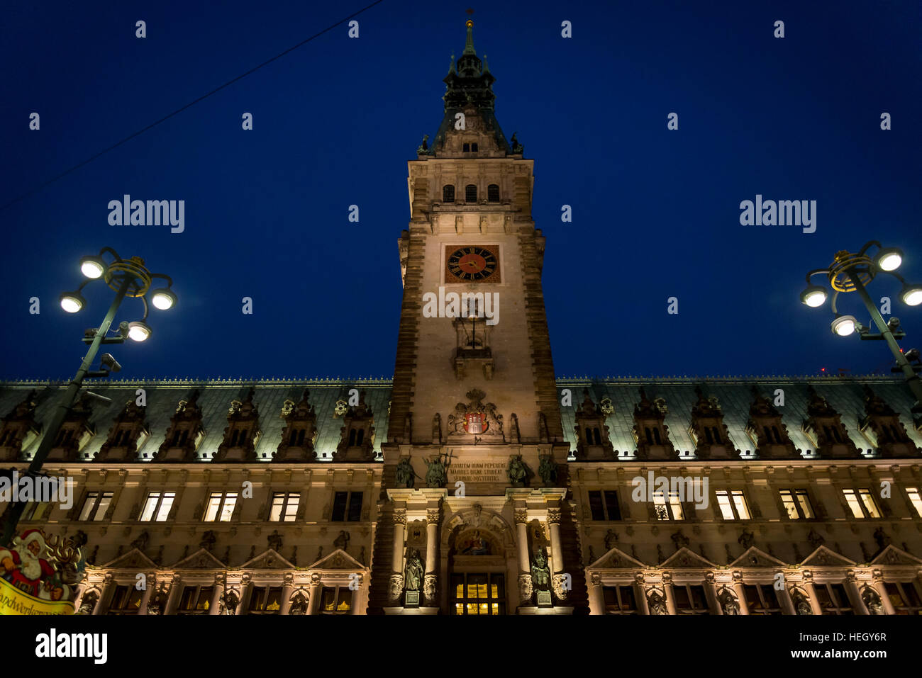 Rathaus, Renaissance Town Hall at night, Hamburg, Germany Stock Photo
