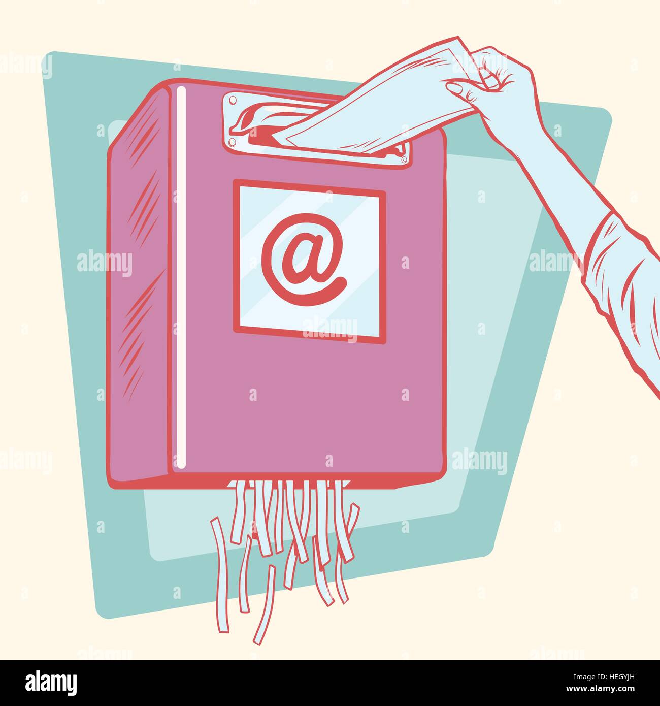 Spam, the mailbox and a paper shredder Stock Vector