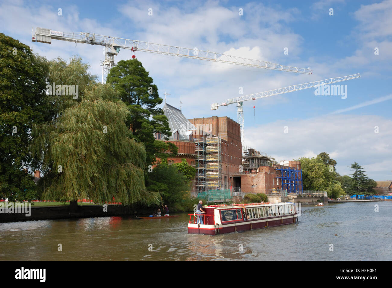 Cranes above the Royal Shakespeare Theatre during the transformation of the theatre. Stock Photo