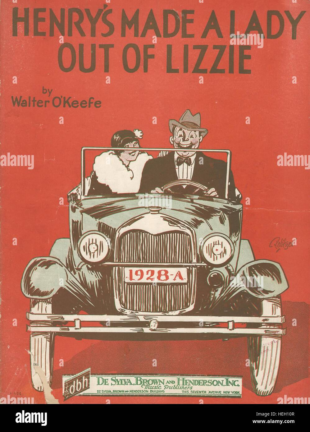 'Henry's Made a Lady Out of Lizzie' 1928 Sheet Music Cover Stock Photo