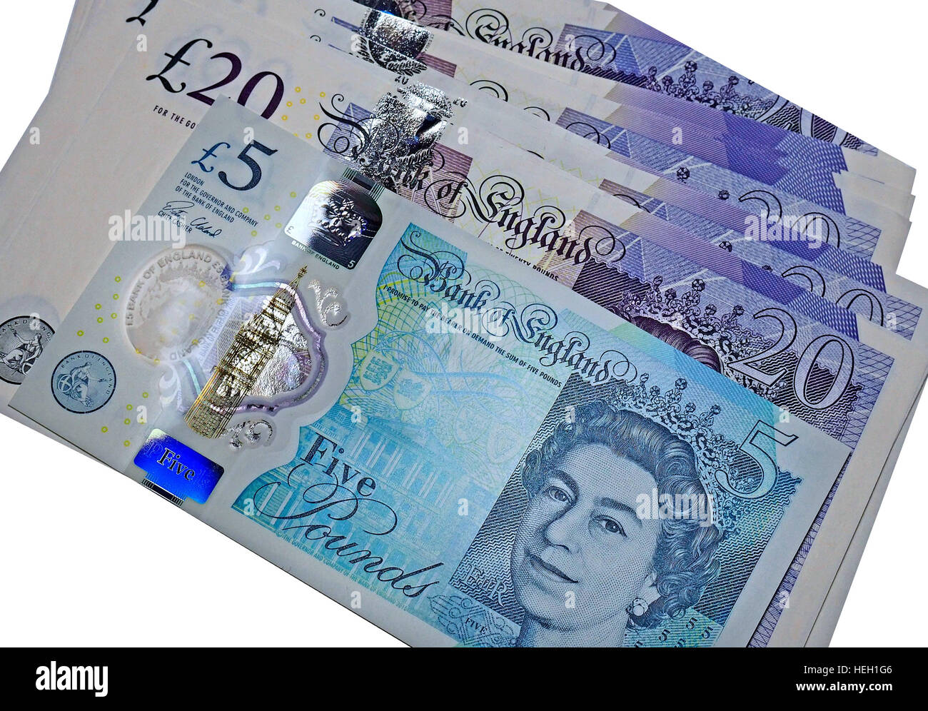 It was reported that England's new polymer bank notes are made with beef tallow, upsetting vegans. Stock Photo