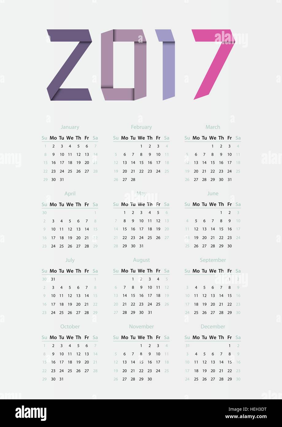 The 2017 calendar Stock Vector