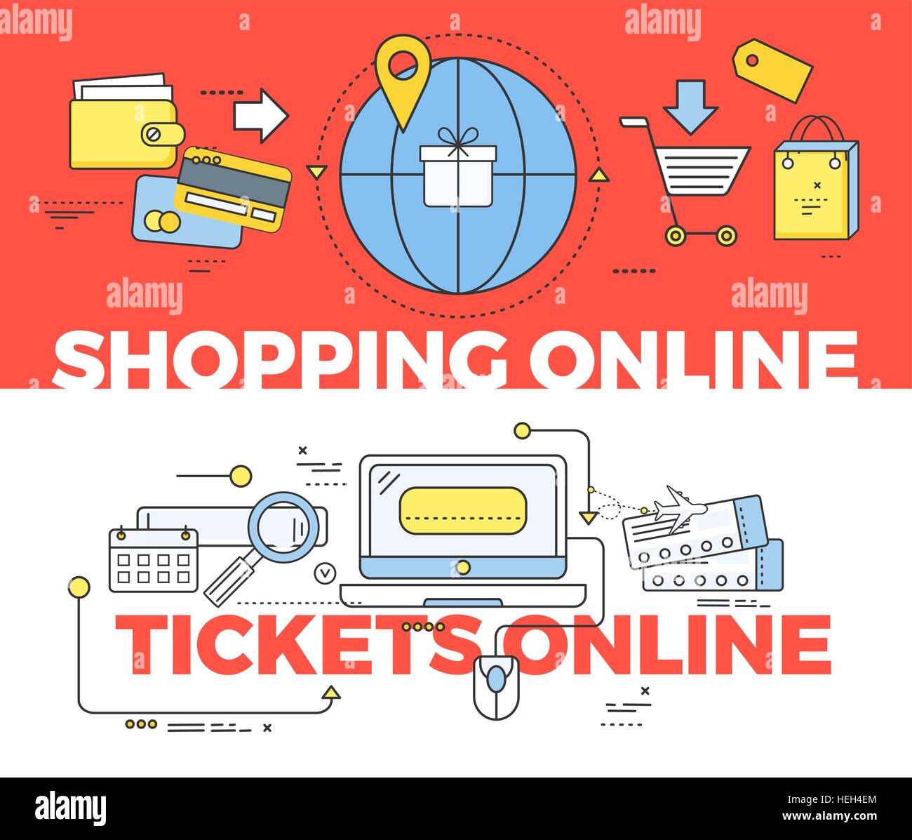 Shopping and tickets online concept. Shopping online,