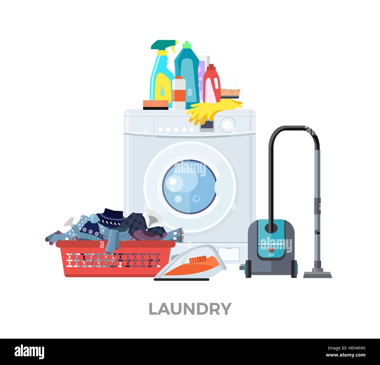 Laundry washing machine, vacuum and detergents. Laundry and laundry