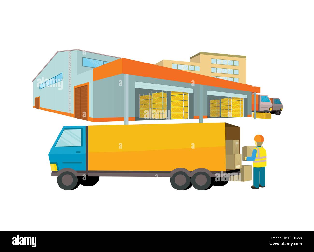 Equipment delivery process of the warehouse. Warehouse interior