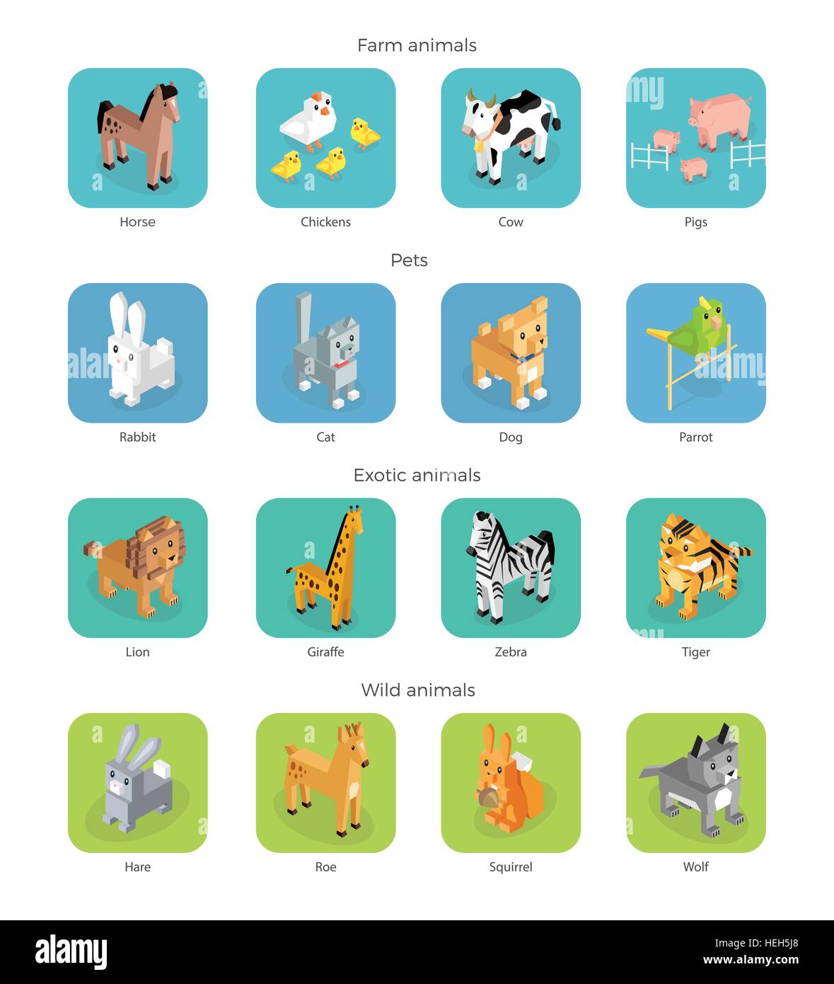 Wild exotic and farm animal set isometric. Pet dog bird, animals vector, cartoon animals, cat and lion, horse and tropical Stock Vector Image & Art - Alamy Wild exotic and farm animal set isometric. Pet dog bird, animals vector, cartoon animals, cat and lion, horse and tropical Stock Vector Image & Art - Alamy