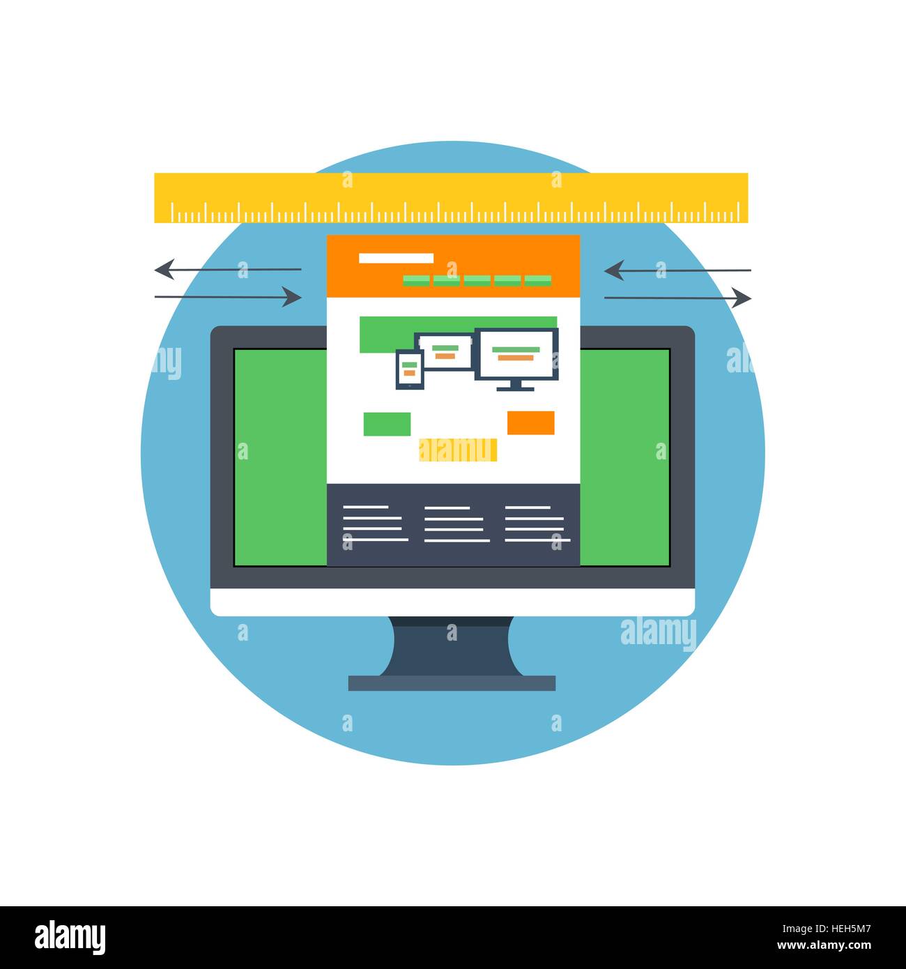 Responsive Design Icon Flat Isolated. Responsive design icon flat isolated. Sliding caliper take website page dimensions on the Stock Vector